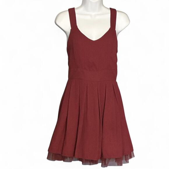 Sans Souci Crimson Red Fit & Flare Mini Dress Small Back Bow Holiday Party NWT - Picture 2 of 12
